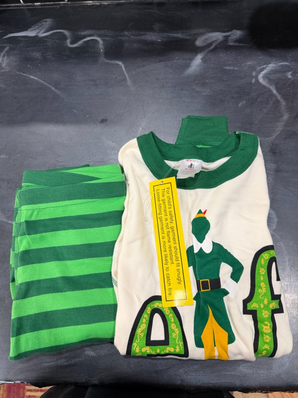 Hanna Andersson Green and Cream Elf Pajama Set